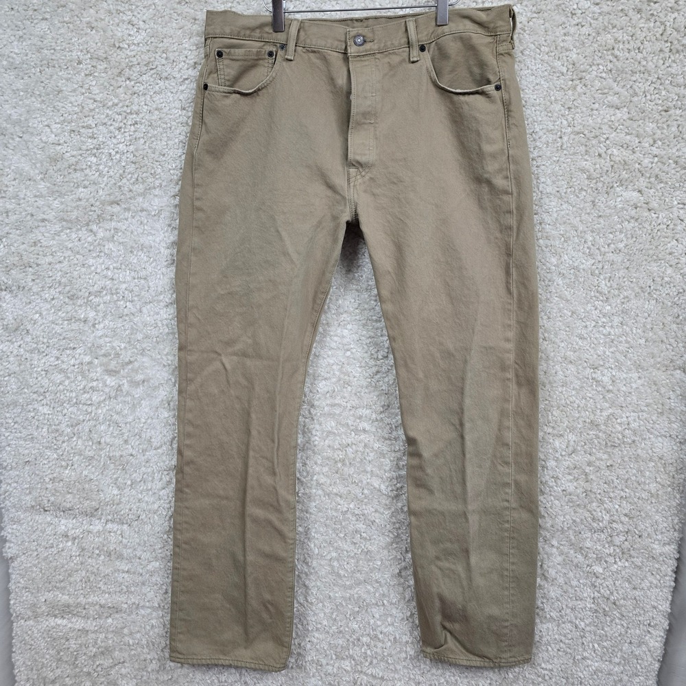 Levi's 501 Original Fit Pants Mens 36x32‎ Khaki Tan Cotton Straight Leg Trousers
